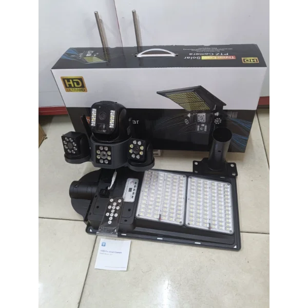 V380 4G triple lens floodlight solar ptz camera