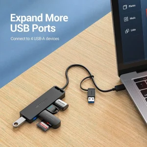 Vention 4-Port USB 3.0 Hub with Power Supply 0.15M Black