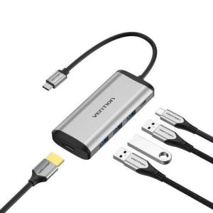 Vention 5-in-1 USB-C Metal Dock Gray