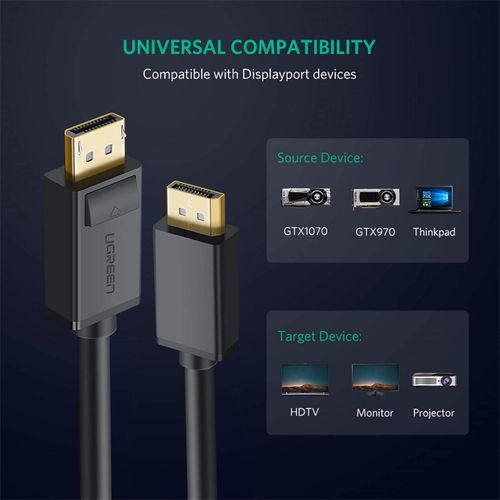 UGREEN DisplayPort Male to Male Cable 1.5m (Black) – DP102